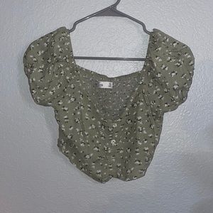 Light green floral Hollister crop top